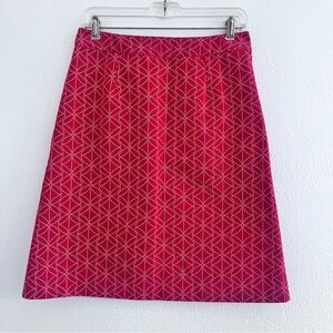 Boden Vibrant Red Patterned A-Line Skirt